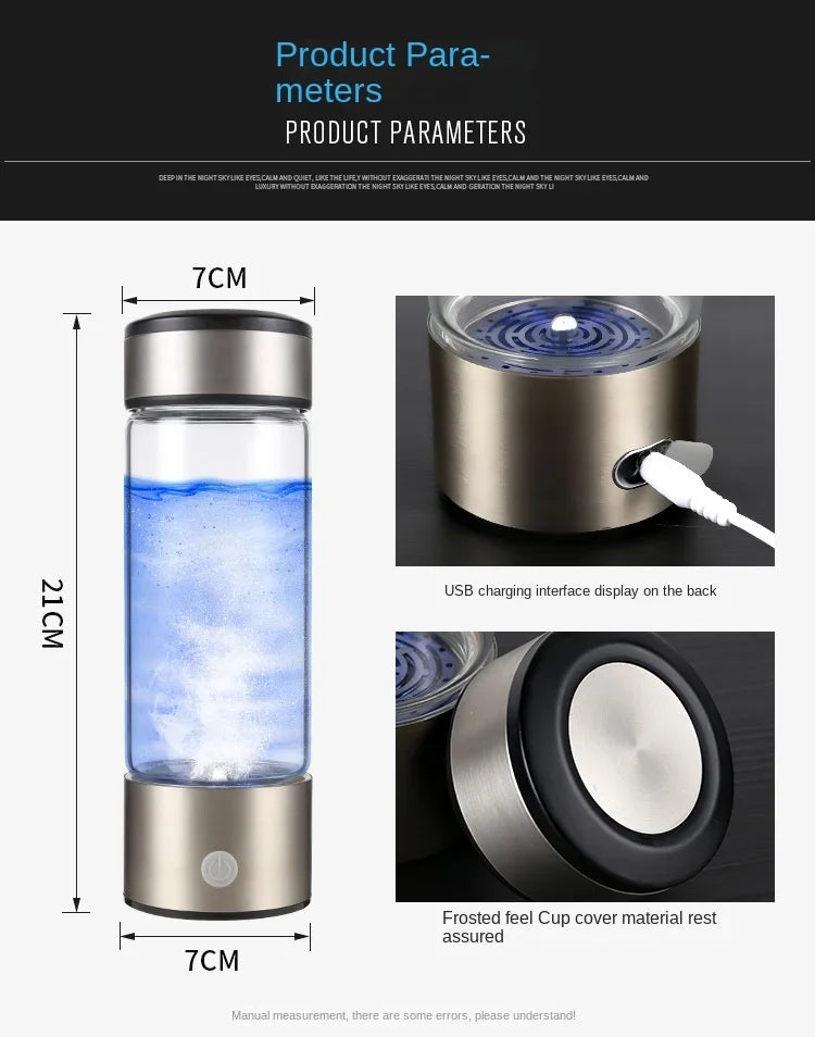 Hydrogen Water Bottle – 420ML Portable Ionizer & Filter